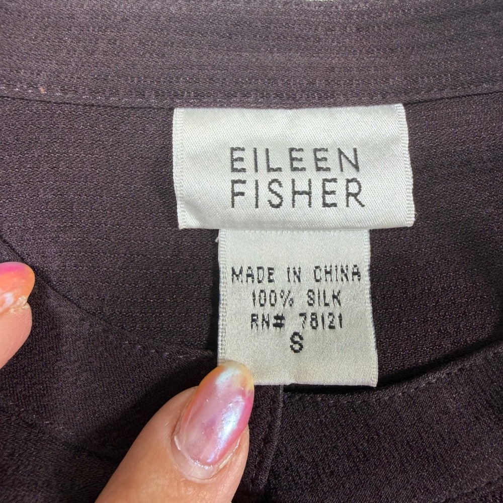 Eileen Fisher Womens Small 100% Silk 2 Piece Set Jacket Pants Purple Eggplant S - Picture 6 of 11